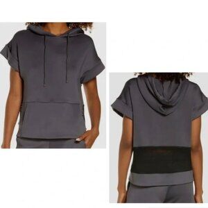 Blanc Noir black Sleeveless Hoodie Size XS Loose Fit Mesh Back